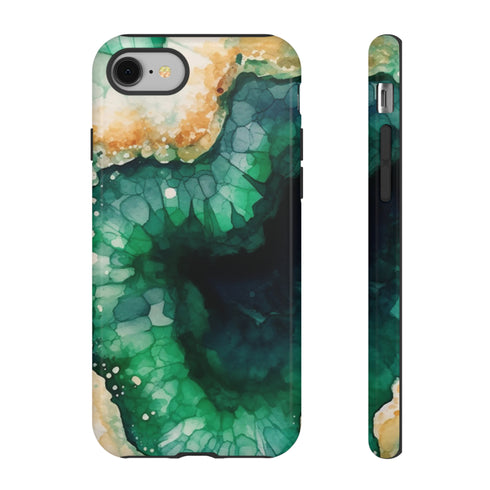 Green Geode in Watercolor - Impact Resistant Phone Case iPhone 8 Glossy